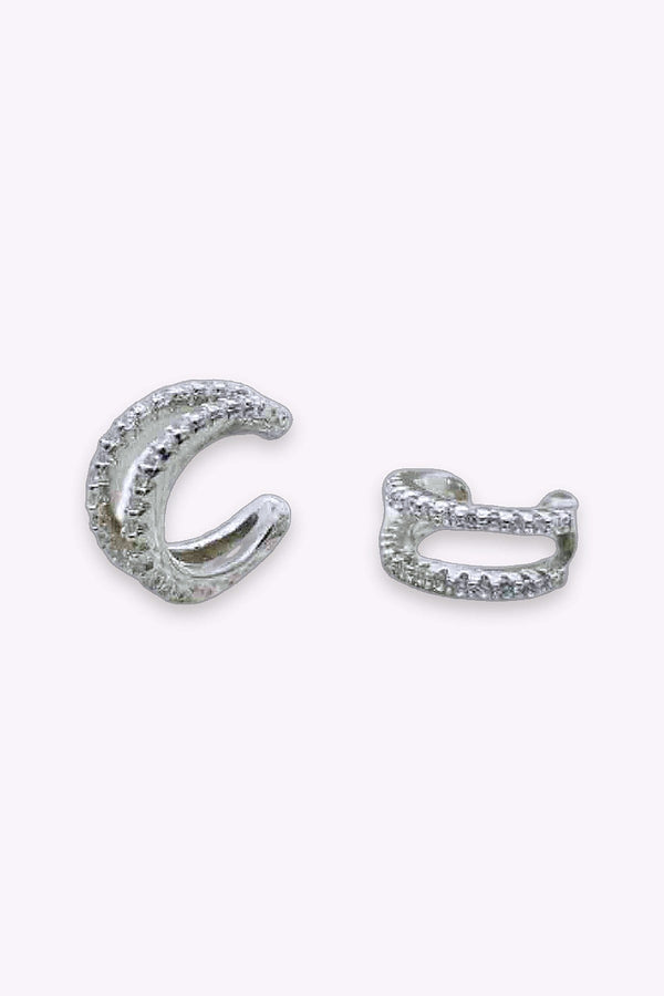 Ear Cuff Dubbelradig Akta Silver Med Kristaller