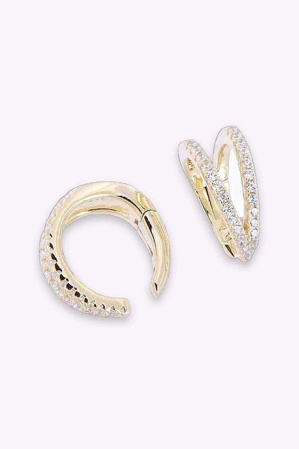 Earcuff Akta Silver Guldplaterat Med Kristaller Fake Earcuff
