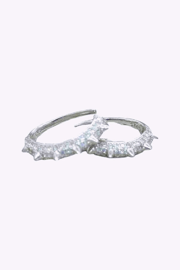 Earcuff Spikes Akta Silver Med Kristaller Fake Piercing