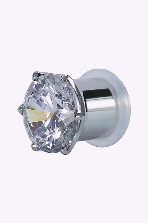 Fleshtunnel Mellan 8 10 Mm Stal Vit Kristall