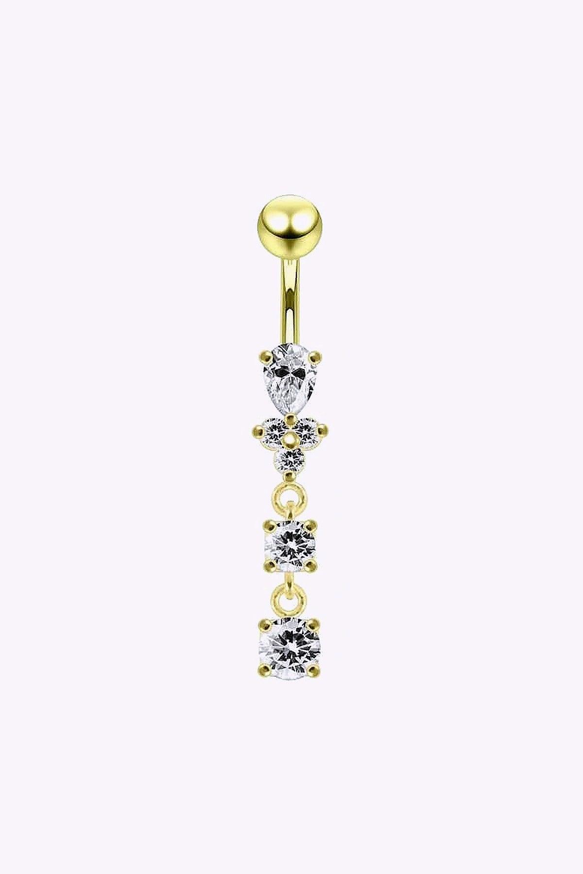 Guldfargad Navelpiercing Trinity Med Kristallhange