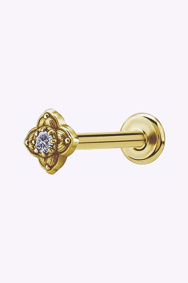 Labret Med Kristall 1 2 Mm 24K Guld Pvd Kristaller