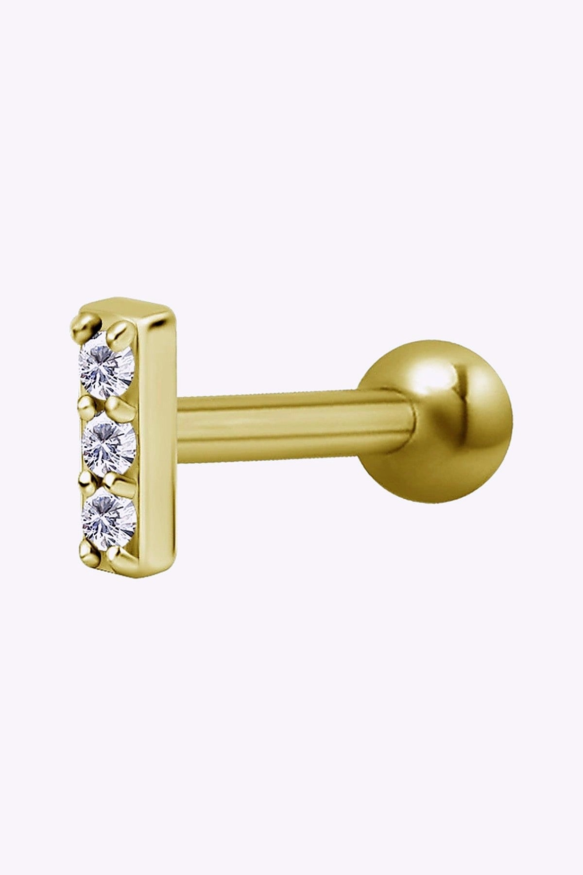 Labret Piercing 3 Kristaller Guld Pvd