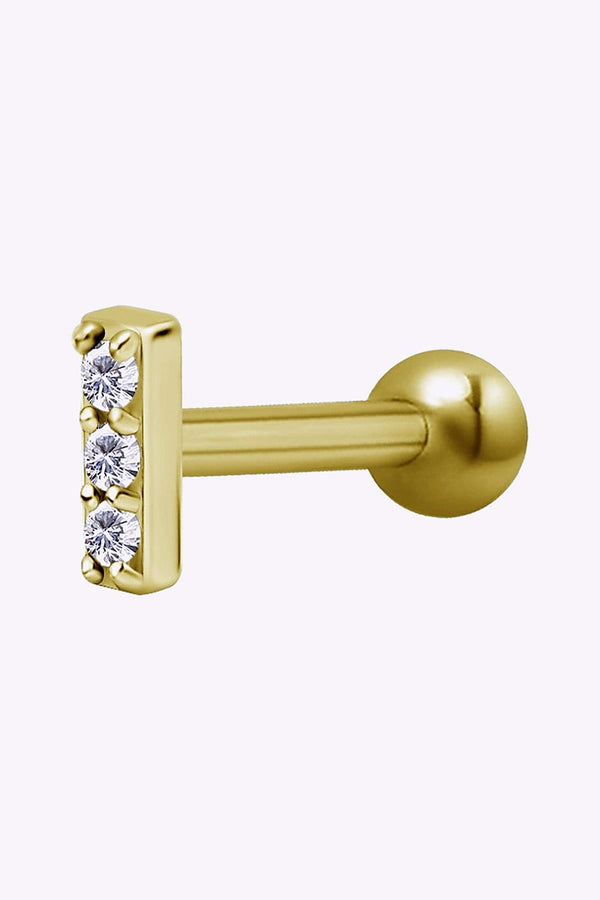 Labret Piercing 3 Kristaller Guld Pvd
