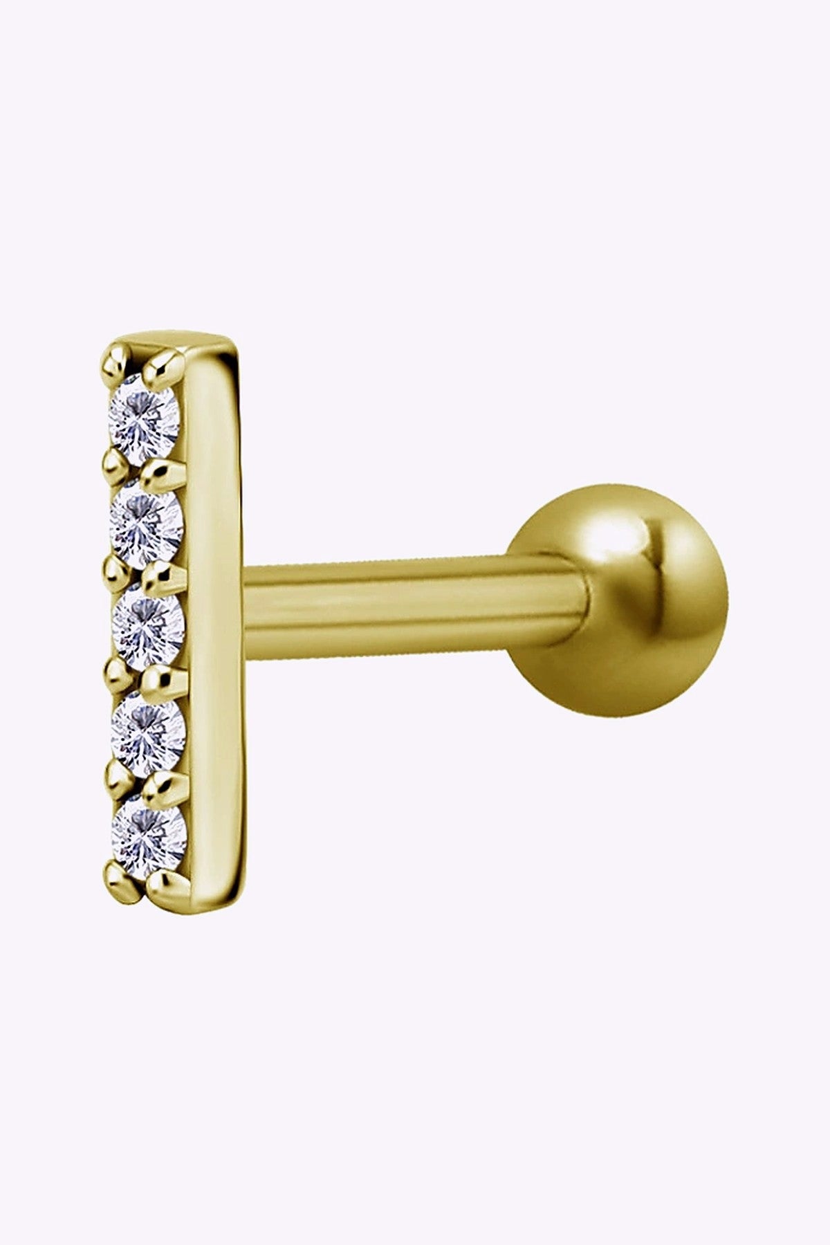 Labret Piercing 5 Kristaller Guld Pvd