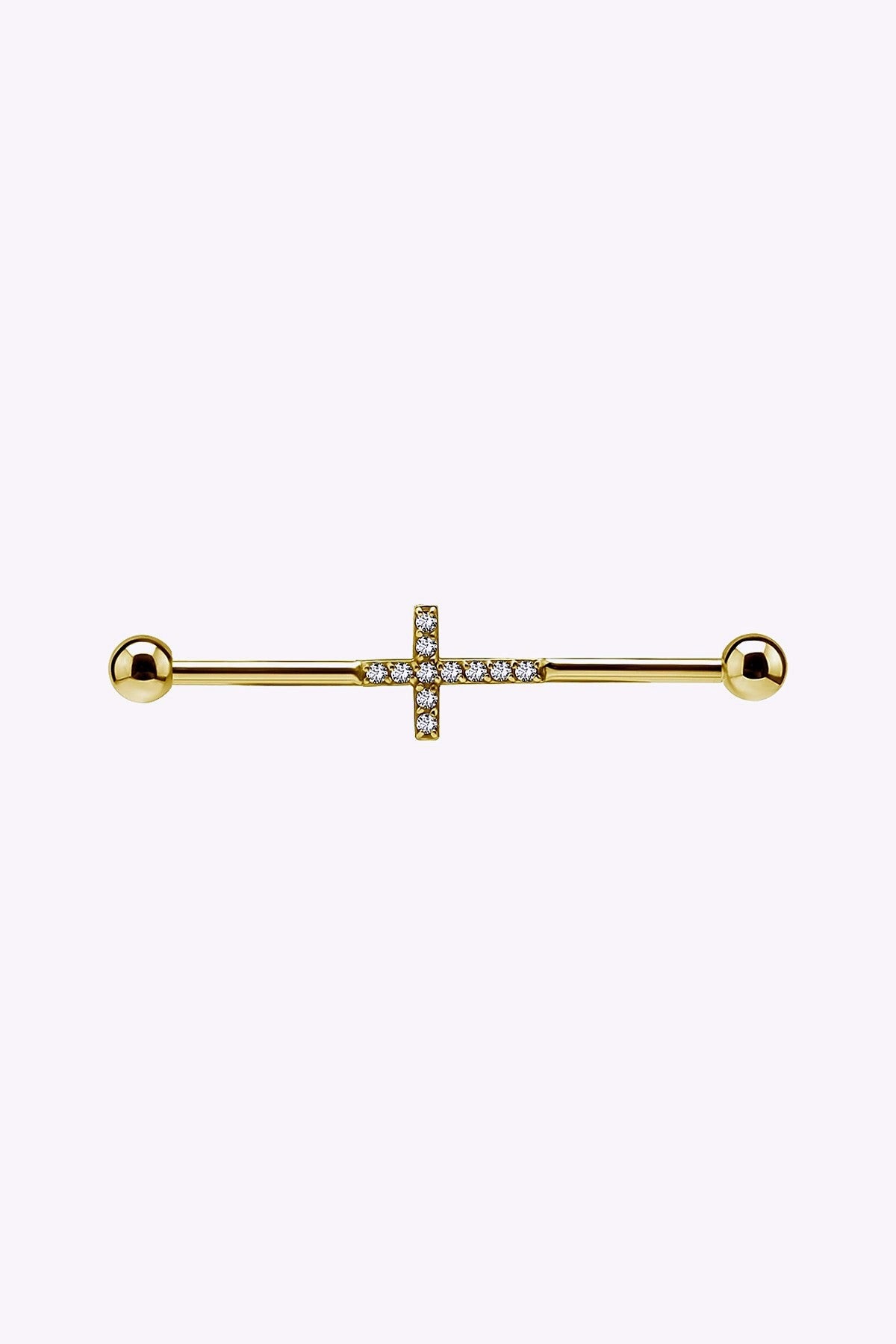 Lang Barbell 1 6 Mm 34 Mm Kors Med Kristaller Guld