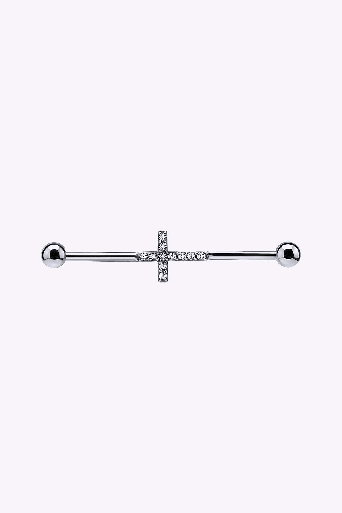 Lang Barbell Till Industrial Piercing Kors Med Kristaller Stal