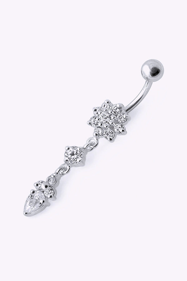 Navelpiercing 1 6 Mm Blomma Hangande Kristaller