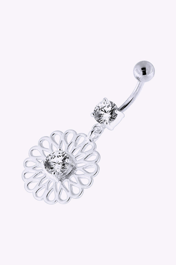 Navelpiercing 1 6 Mm Kristall Med Blomma Stal