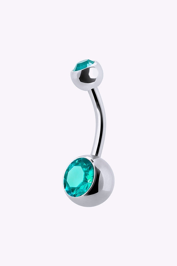Navelpiercing 1 6 Mm Stal Dubbel Turkos Kristall