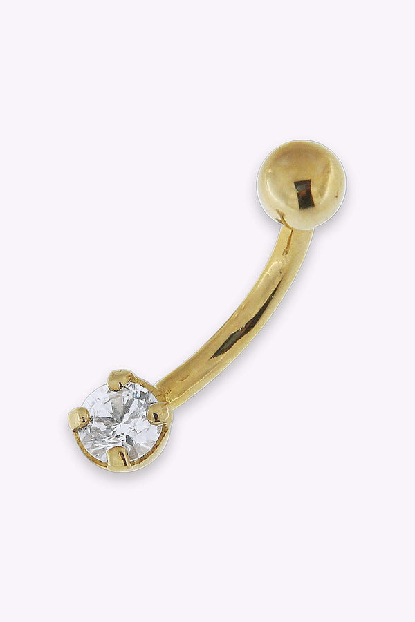 Navelpiercing 14 K Akta Guld Enkel Kristall