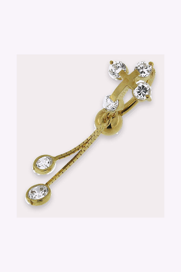 Navelpiercing 14 K Akta Guld Kors