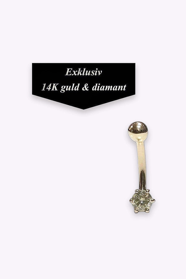 Navelpiercing 14K Guld Akta Champagnefargad Diamant 10 Mm