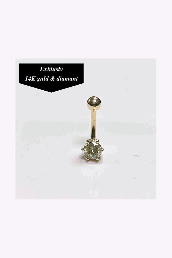Navelpiercing 14K Guld Akta Champagnefargad Diamant 8 Mm 2