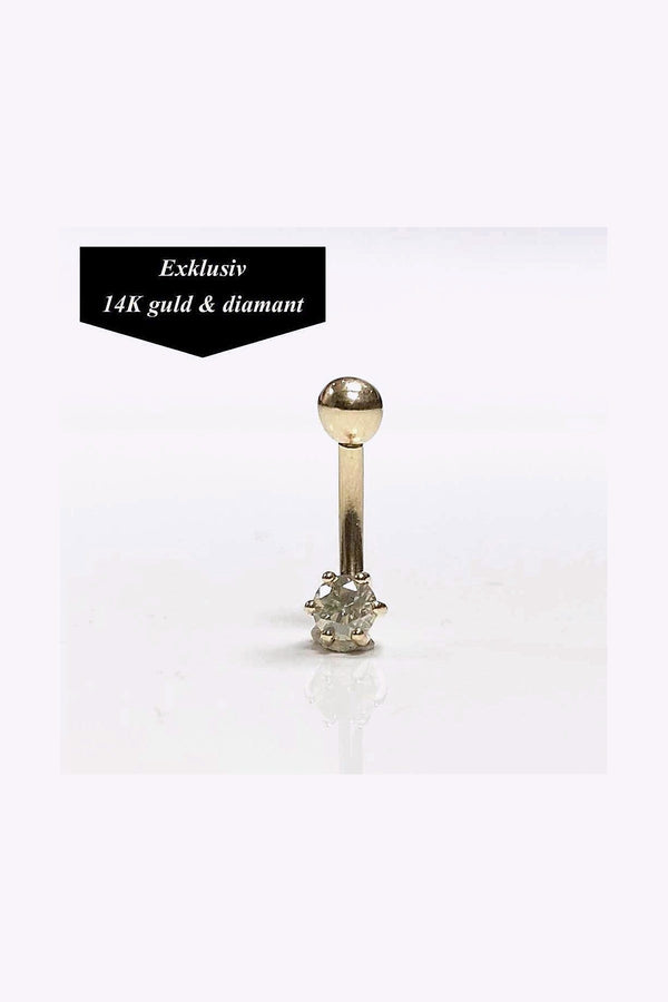 Navelpiercing 14K Guld Akta Champagnefargad Diamant 8 Mm