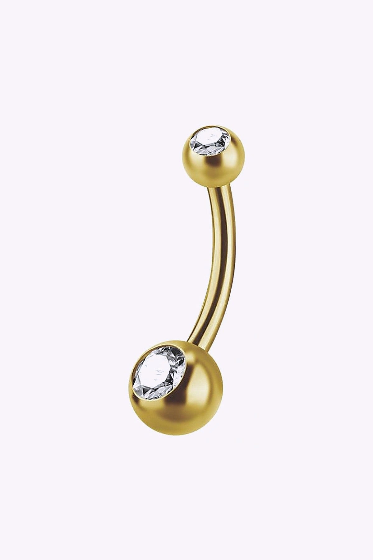 Navelpiercing 4X6 Mm 18K Guld Dubbla Vita Kristaller
