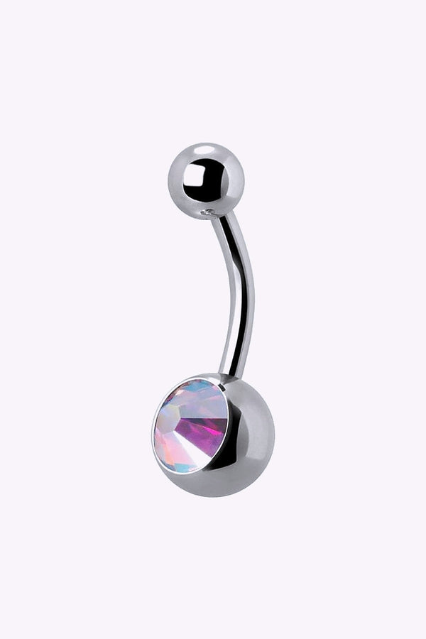 Navelpiercing Baby Banana Barbell 4X6 Mm Regnbagsskimrande Kristall