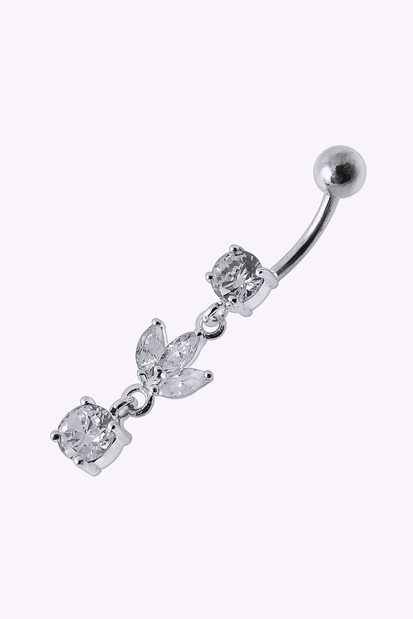 Navelpiercing Blomblad Med Kristaller 2