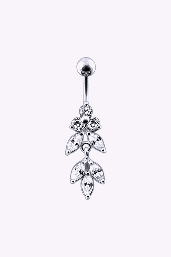 Navelpiercing Blomblad Med Kristaller