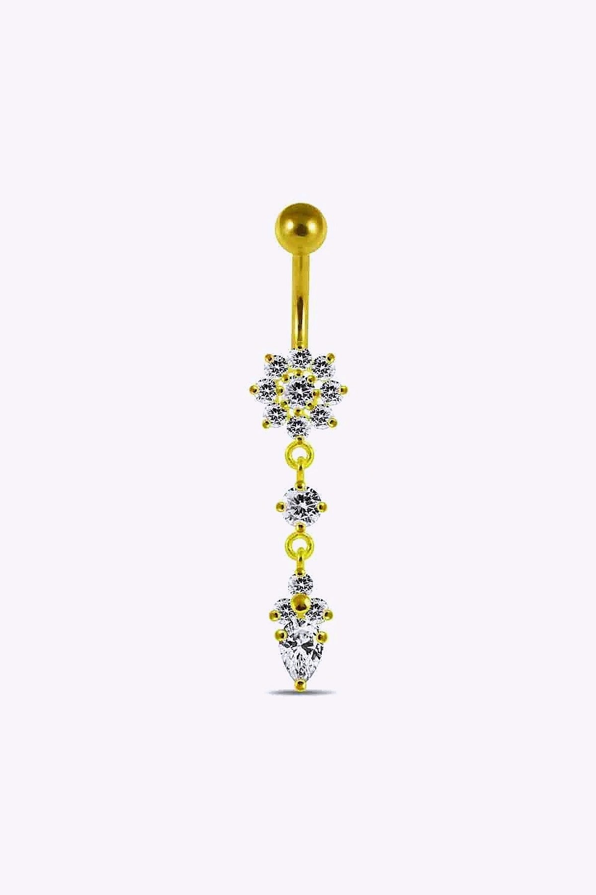 Navelpiercing Blomma Hangande Kristaller Guld
