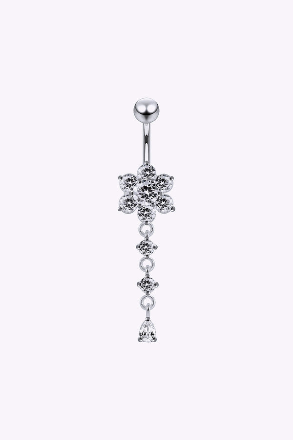Navelpiercing Blomma Med Glittriga Kristaller