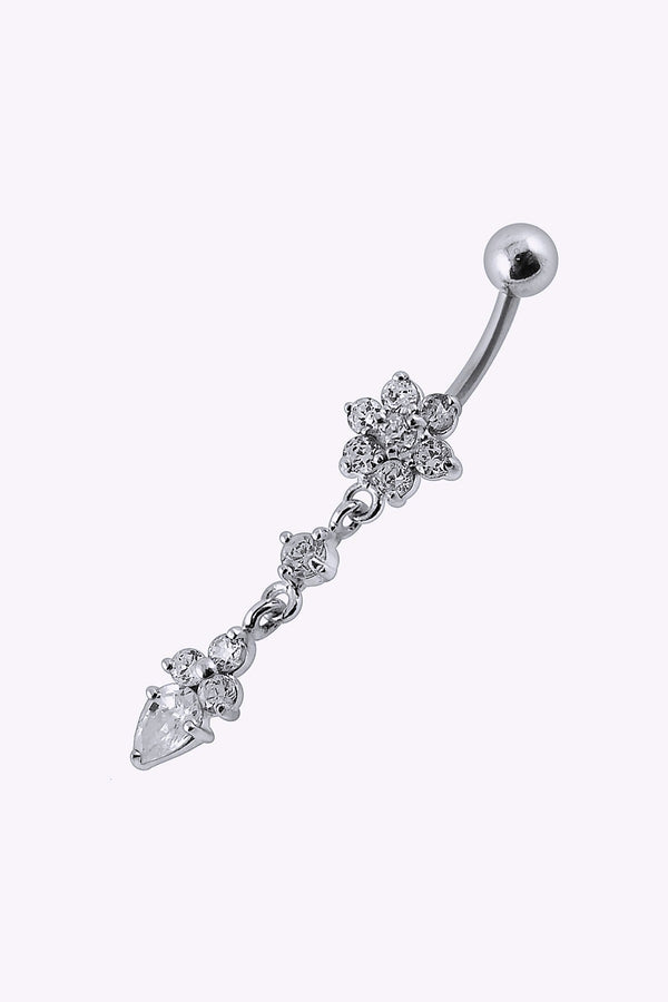 Navelpiercing Blomma Med Hange Kristaller