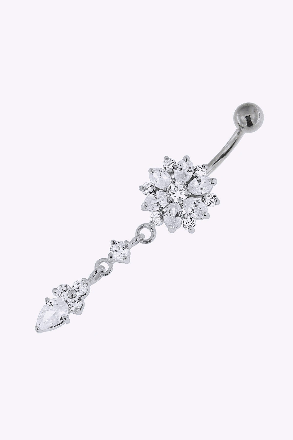 Navelpiercing Blomma Och Droppformat Kristallhange