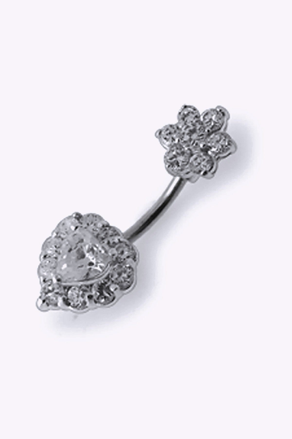 Navelpiercing Blomma Och Hjarta Med Swarovskikristaller