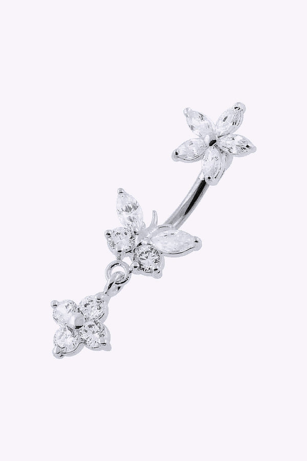 Navelpiercing Blommor Hangande Dubbla Kristallhangen