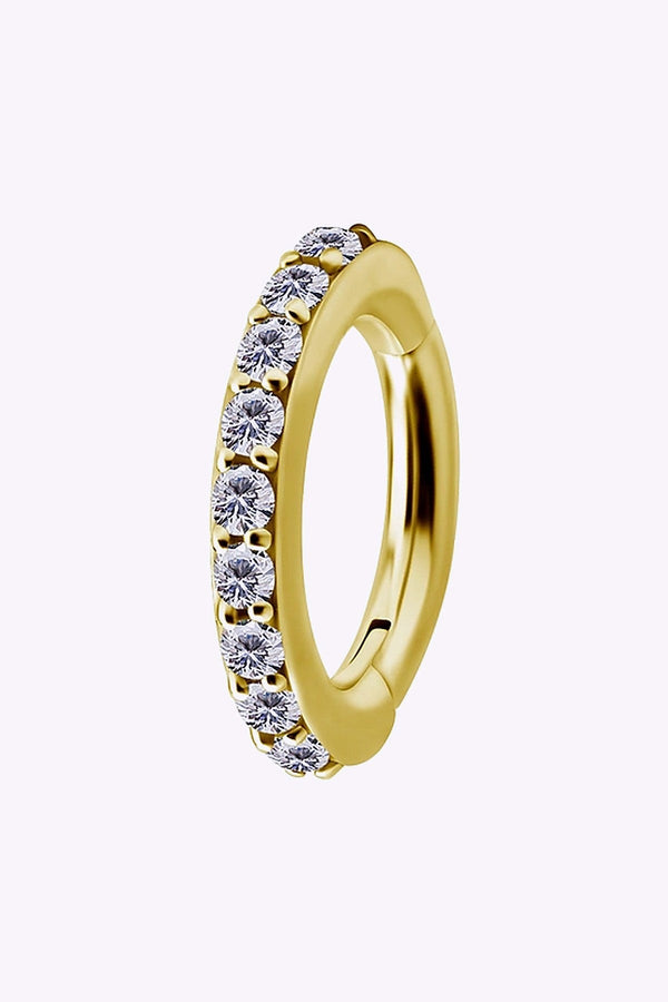 Navelpiercing Clicker Oval Med Kristaller Koboltkrom 24K Guld Pvd