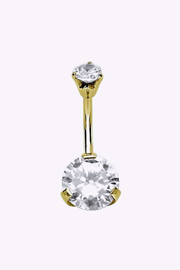 Navelpiercing Diamantfattade Kristaller 24K Guldfargat Kirurgstal