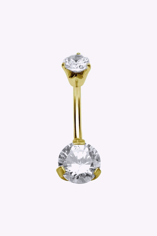 Navelpiercing Diamantfattade Vita Kristaller 18K Guld Pvd Kristallstorlek 6 X 5 Mm