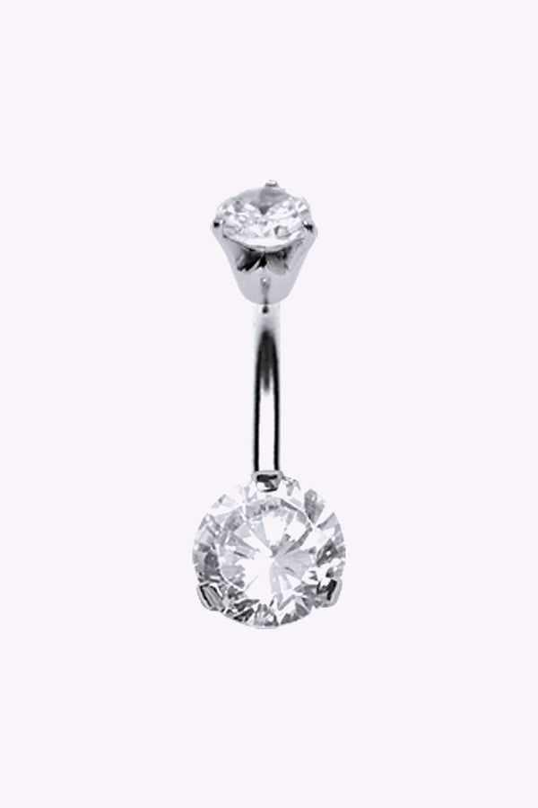 Navelpiercing Diamantfattade Vita Kristaller 316L Stal 6X4 Mm