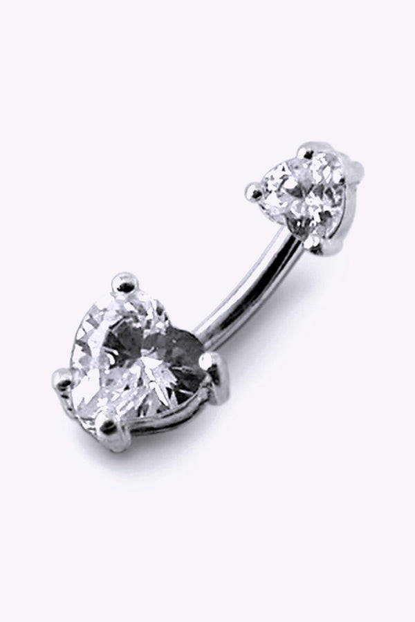 Navelpiercing Dubbla Kristaller Med Hjartform