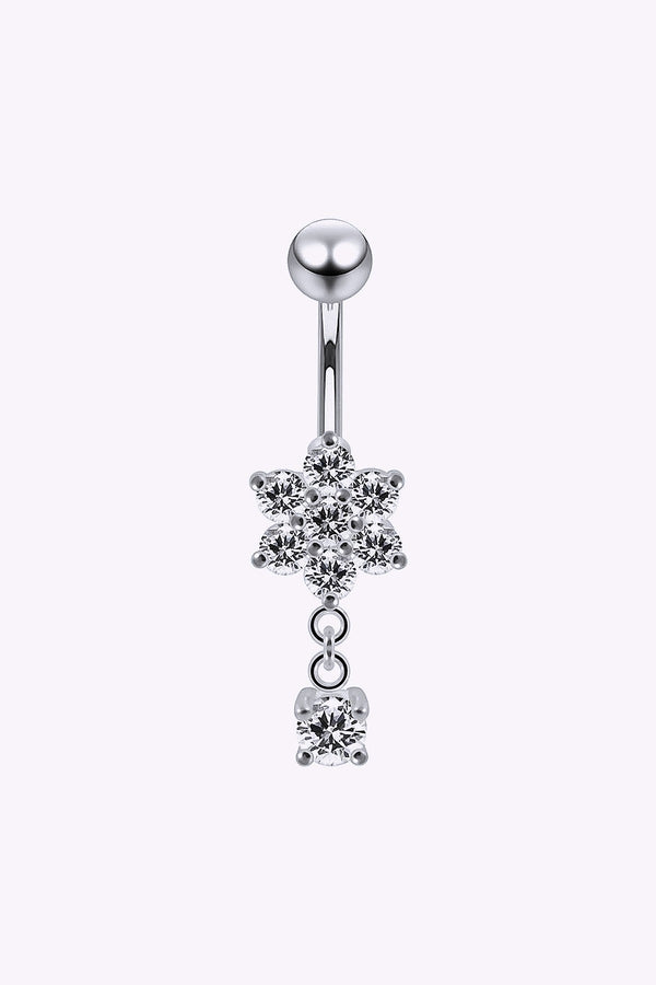 Navelpiercing Glittrig Blomma Med Kristallhange