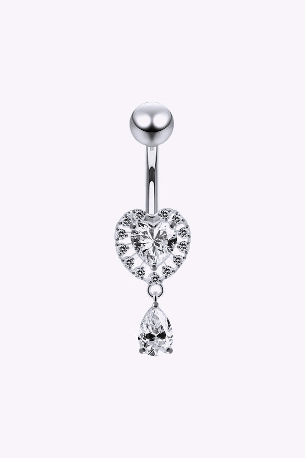 Navelpiercing Glittrigt Hjarta Med Hange