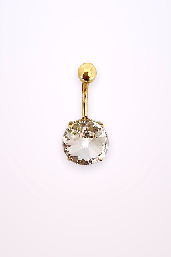 Navelpiercing Guld Med Stor Kristall