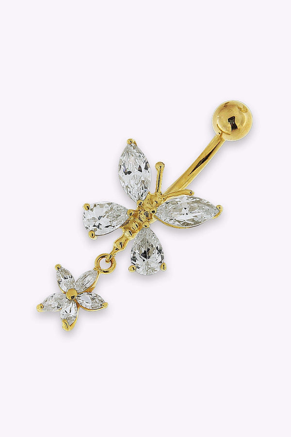 Navelpiercing I Akta Guld Fjaril 14K