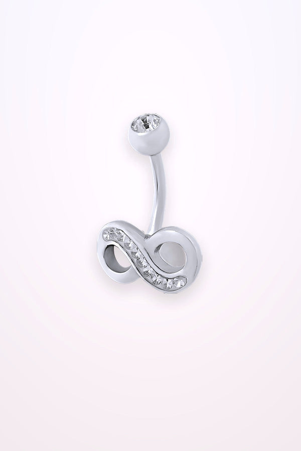 Navelpiercing infinity stal dubbla vit kristall