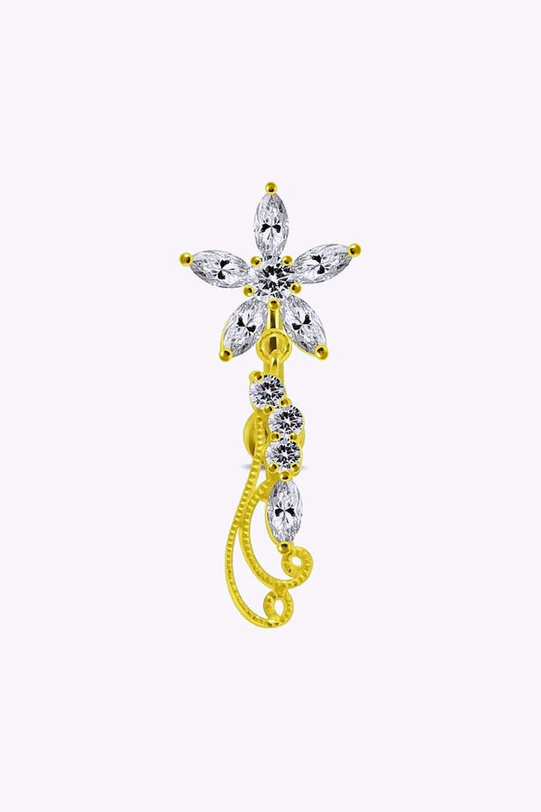Navelpiercing Kristall Med Dekorativt Hange 18K Guldplatering
