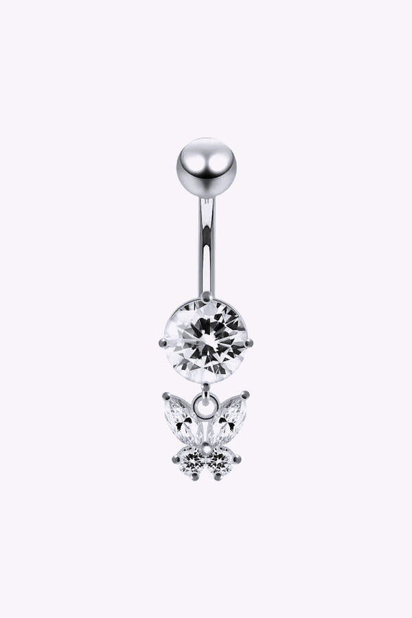 Navelpiercing Kristall Med Fjarilhange