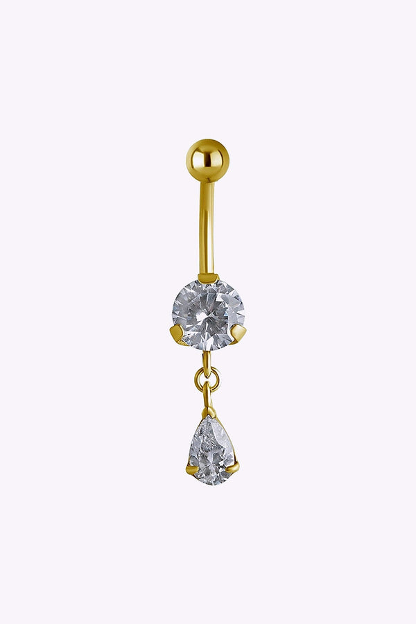 Navelpiercing Kristaller Droppform Guld Pvd