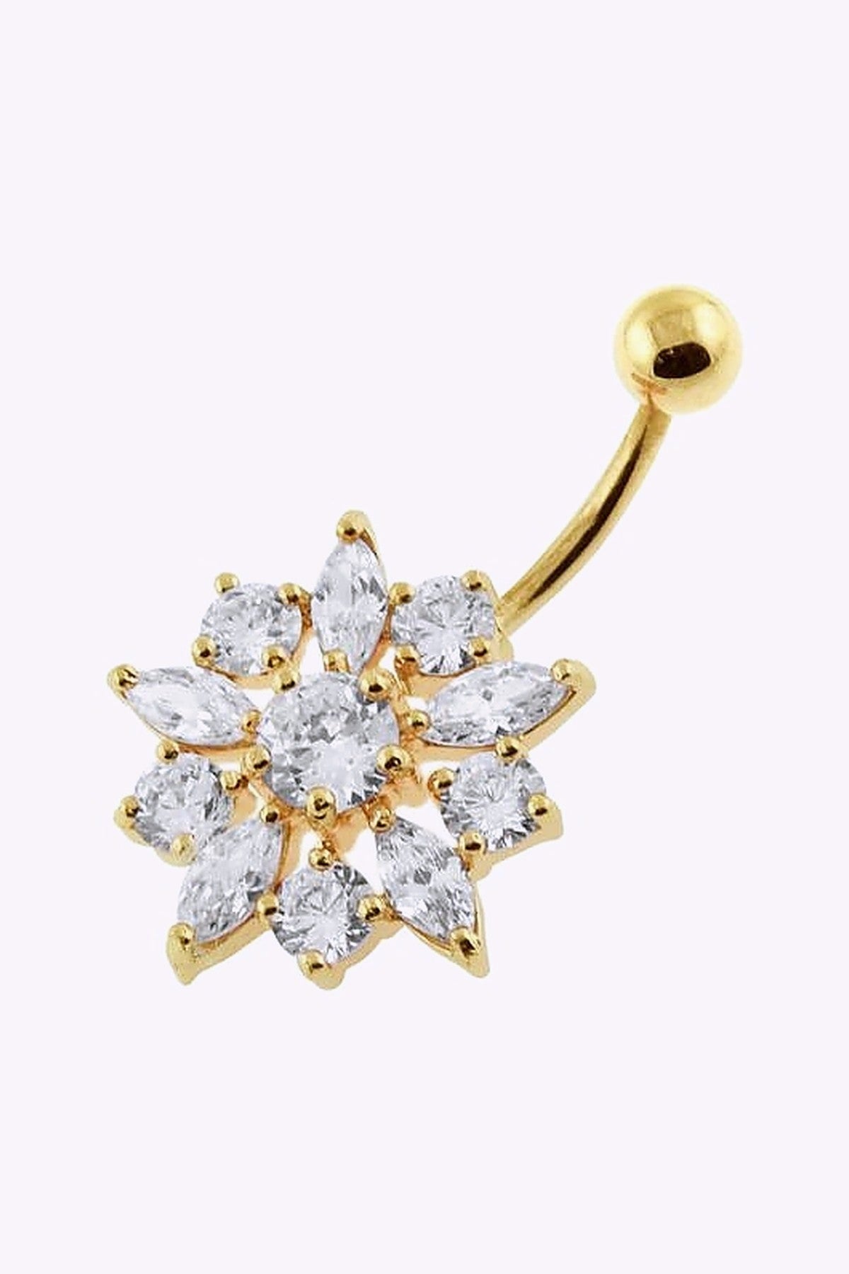 Navelpiercing Solblomma Med Guldplatering