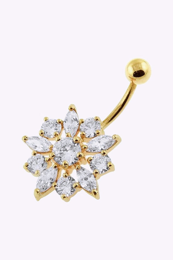 Navelpiercing Solblomma Med Guldplatering