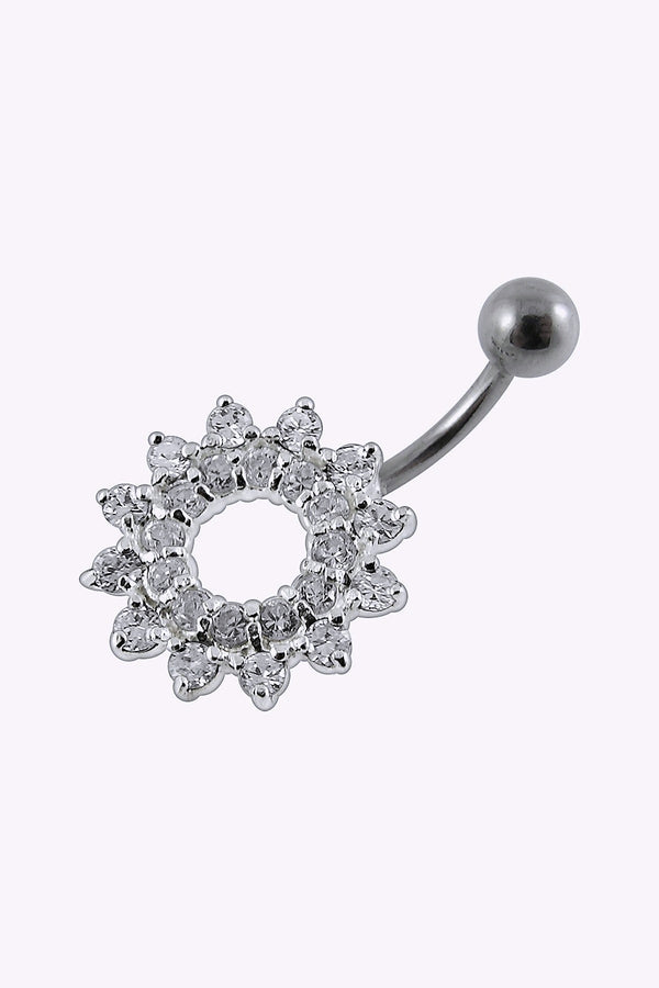 Navelpiercing Solblomma Med Kristaller