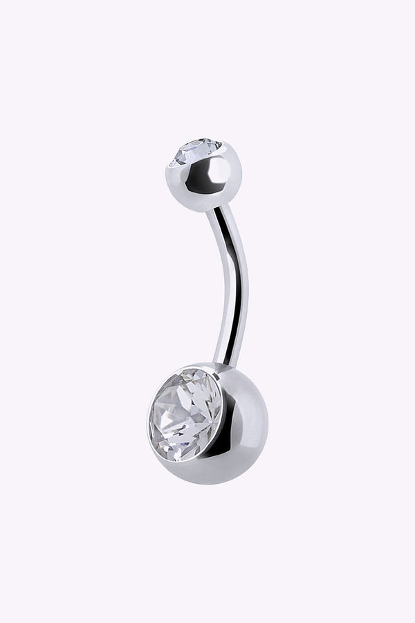 Navelpiercing Stal Dubbel Vit Kristall