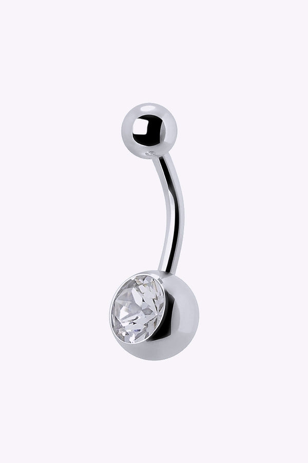 Navelpiercing Stal Vit Kristall