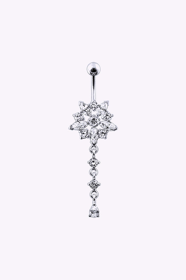 Navelpiercing Stor Kristallblomma Med Hange