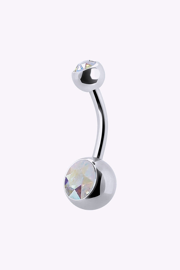 Navelpiercing Svart Dubbel Regnbagsskimrande Kristall