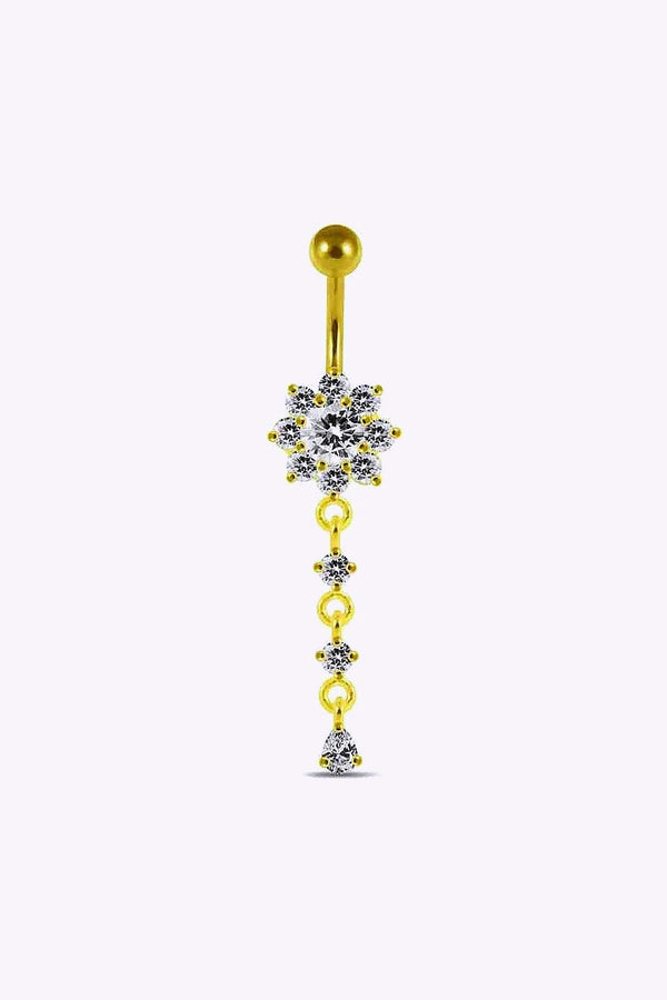 Navelpiercing Vackert Hange Med Kristaller 18K Guld